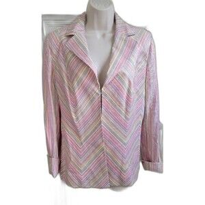 Dana Buchman Pink Multi Striped Full Lined Blazer Size 10